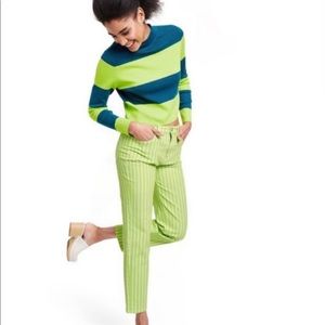 Victor Glemaud Pinstripe High-Rise Straight Leg Jeans Size 8 acid lime pants
